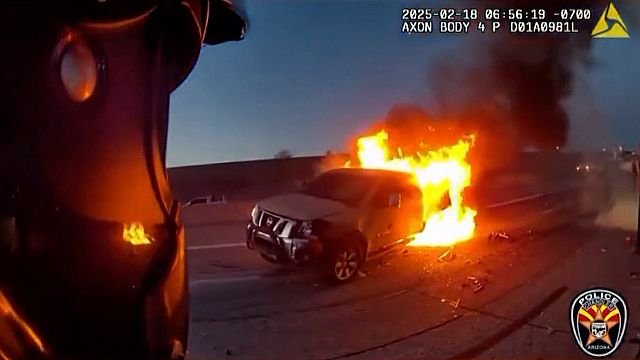 Off-Duty firefighter and police officer rescue woman from burning car in Arizona crash